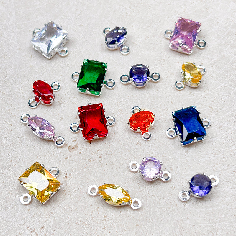 [E265] Silver Plated Copper Cubic Zirconia Charm