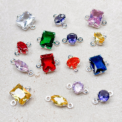 [E265] Silver Plated Copper Cubic Zirconia Charm
