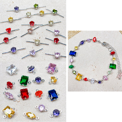 [E265] Silver Plated Copper Cubic Zirconia Charm