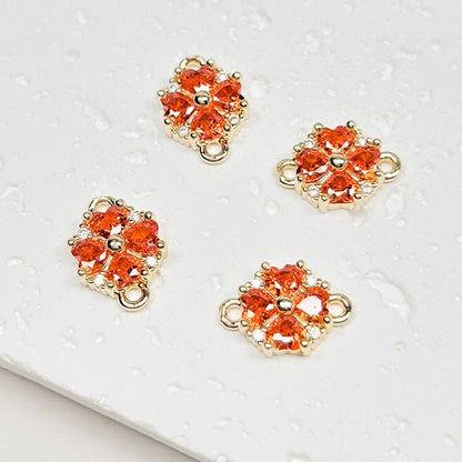 New!🆕[E268] 18K Gold Plated Copper Cubic Zirconia Double Loop Clover Charm