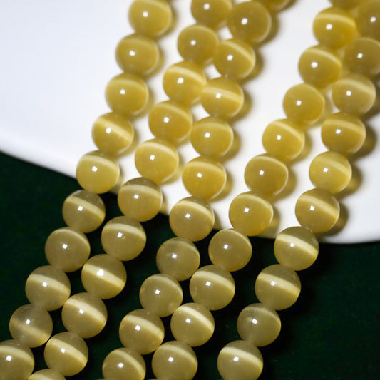 👀New!🆕[B331] 4mm Yellow Cat Eye Beads String