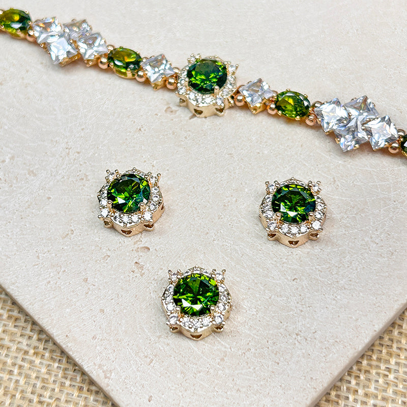 [E281] Olive Green CZ Copper Charm