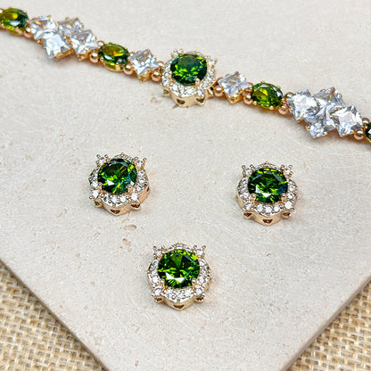 [E281] Olive Green CZ Copper Charm
