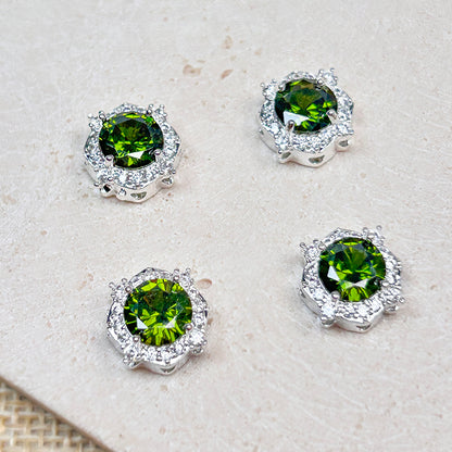[E281] Olive Green CZ Copper Charm