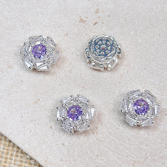 New!🆕[E282] Purple CZ Copper Charm With Multiple Holes