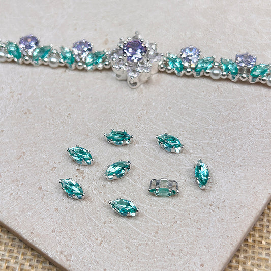New!🆕[E279] 3*6mm Teal Cubic Zirconia Marquise Beads