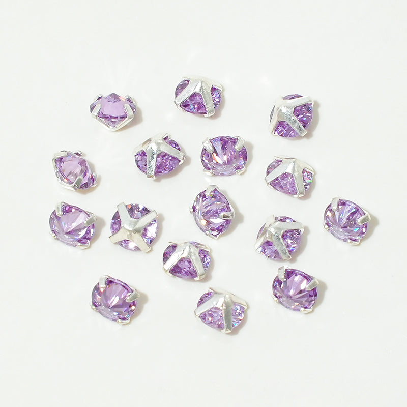 [E292] 5mm Purple & Gold Color Cubic Zirconia Beads