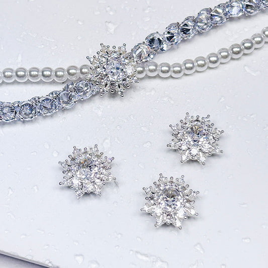 [E236] Copper CZ Snowflake Charm With Multiple Holes