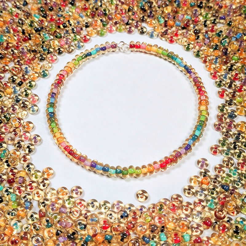 [S410] 4mm Golden Rainbow Donut Beads