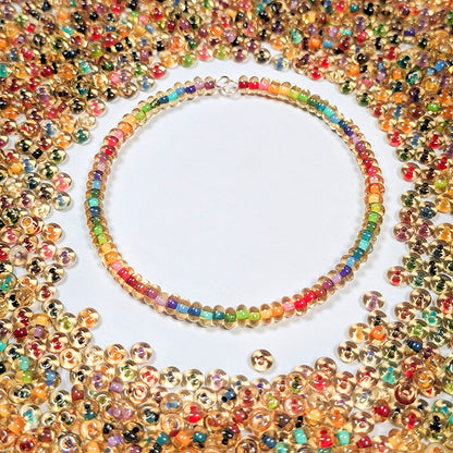 [S410] 4mm Golden Rainbow Donut Beads