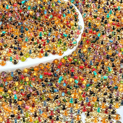 [S410] 4mm Golden Rainbow Donut Beads