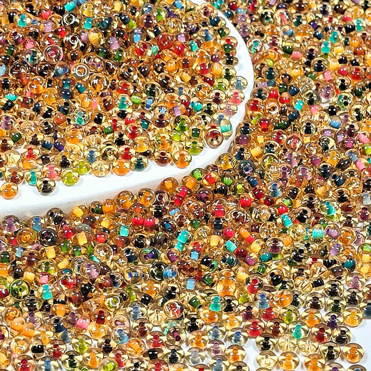 [S410] 4mm Golden Rainbow Donut Beads