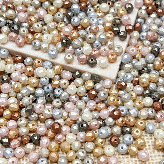 [S418] 4mm Baroque Style Pearl Luster Faceted Beads