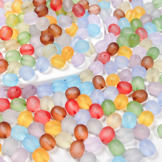 [B349] Oval-shaped Frosted Glass Beads