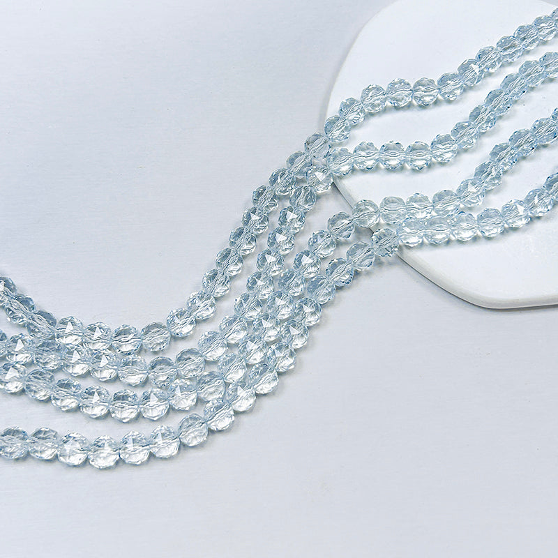 [B355] 8mm Blue Faceted Glass Beads String