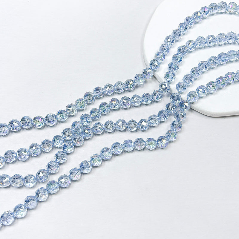 [B355] 8mm Blue Faceted Glass Beads String