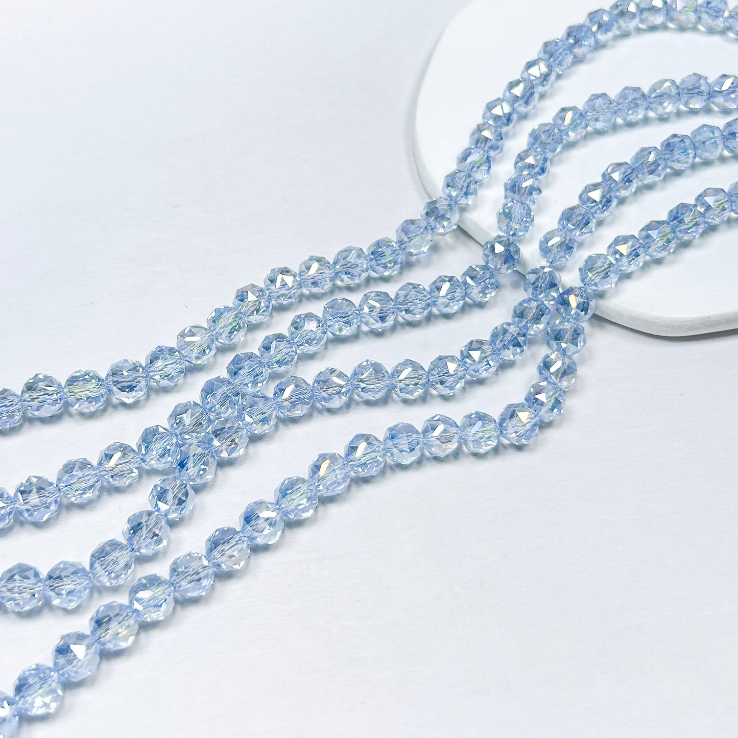 [B355] 8mm Blue Faceted Glass Beads String