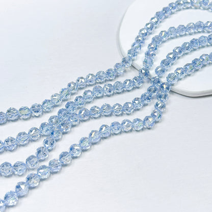 [B355] 8mm Blue Faceted Glass Beads String