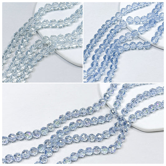 [B355] 8mm Blue Faceted Glass Beads String