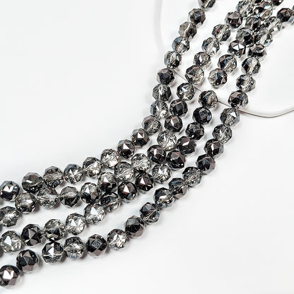 [B359] Grey Faceted Glass Beads String