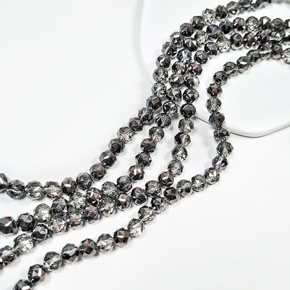 [B359] Grey Faceted Glass Beads String