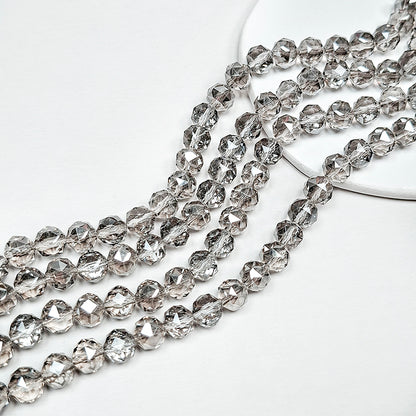 [B359] Grey Faceted Glass Beads String