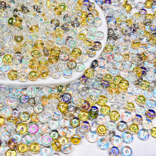 🍩[S452] 6mm Aurora Donut Glass Beads