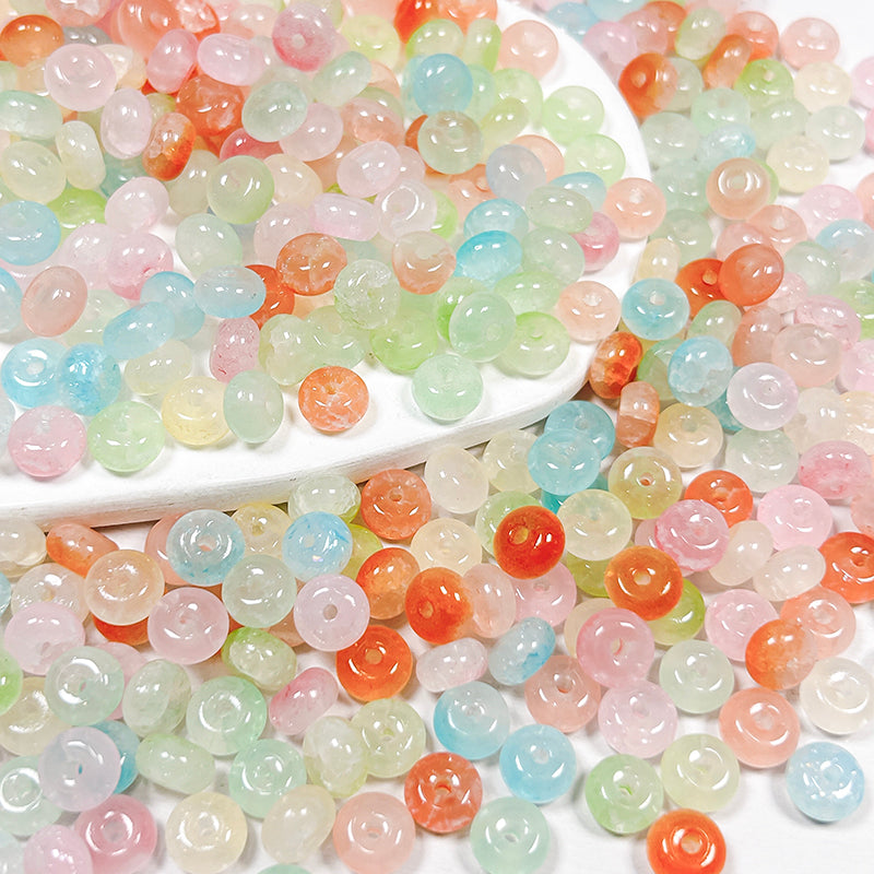 🍩[S457] 8mm Crackled Jelly Donut Glass Beads