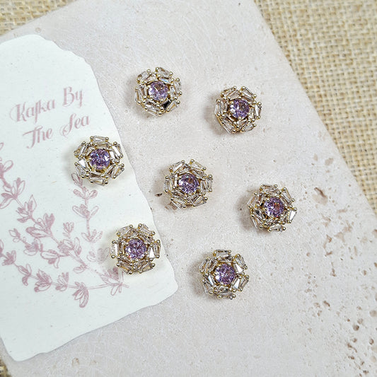 [E323] Copper CZ Flower Charm With Multiple Holes