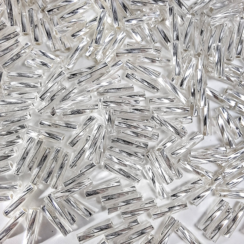 [S506] 2*7mm Silver-Lined Twisted Tube Beads