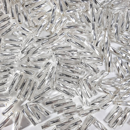 [S506] 2*7mm Silver-Lined Twisted Tube Beads