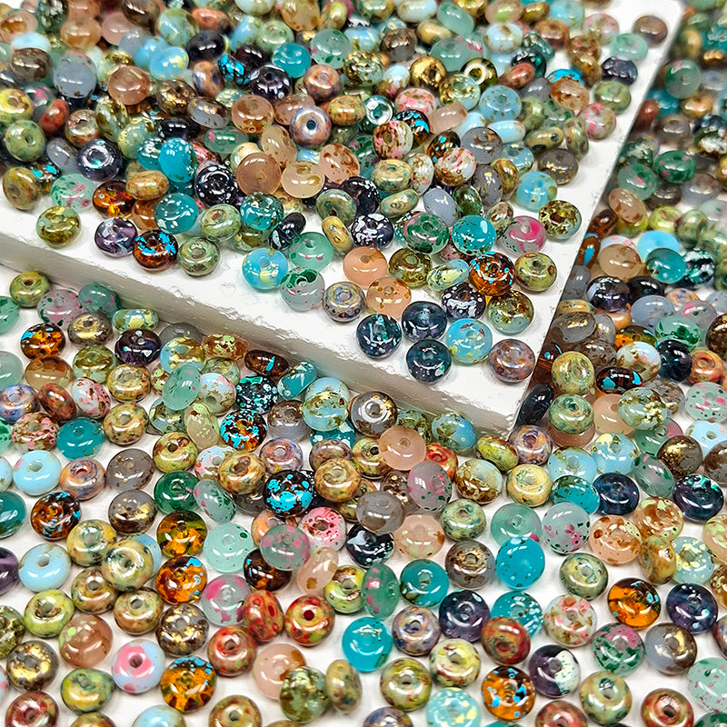 🍩[S490] 6mm Picasso Carnival Donut Glass Beads