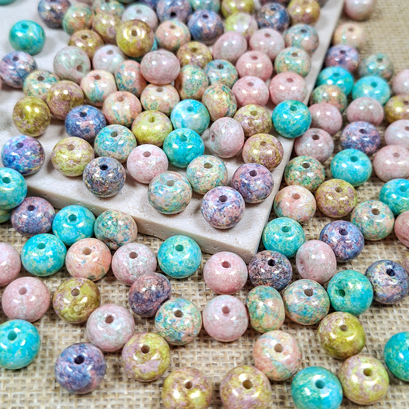 Sale🔥🆕[B397] 10mm Oil Painting Donut Glass Beads
