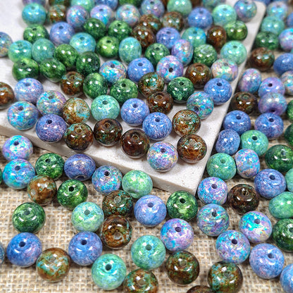 Sale🔥🆕[B397] 10mm Oil Painting Donut Glass Beads