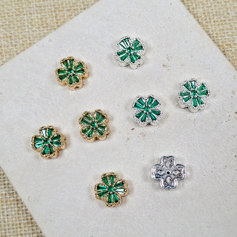 🍀New!🆕[E339] Copper Zirconia Clover Charm (13mm)