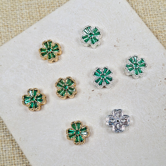 🍀New!🆕[E339] Copper Zirconia Clover Charm (13mm)