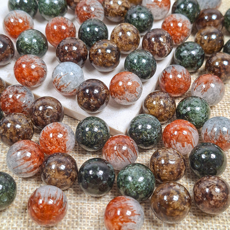 New!🆕[B406] Crimson Dream (16mm Crackled Glass Beads)