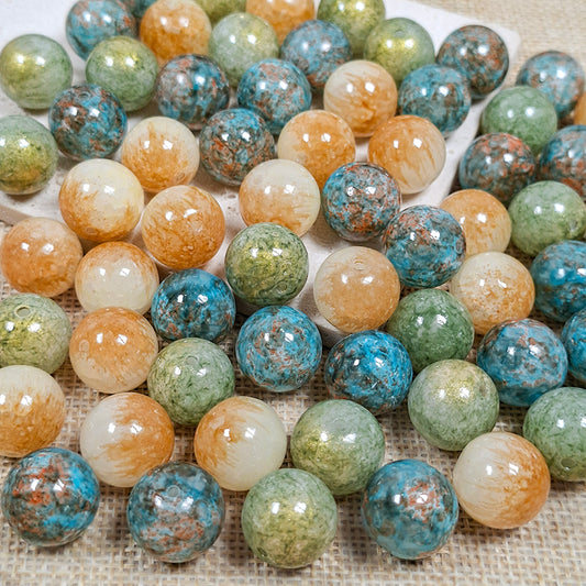 New!🆕[B405] Honeydew & Thyme (16mm Crackled Glass Beads)