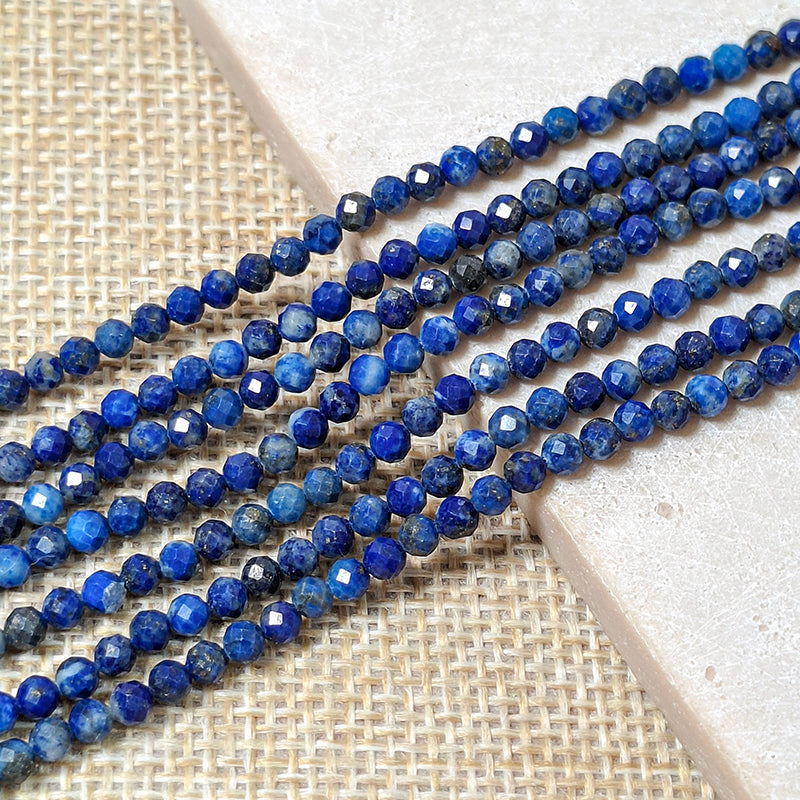 New!🆕[N147] 3mm Natural Lapis lLazuli Faceted Beads String