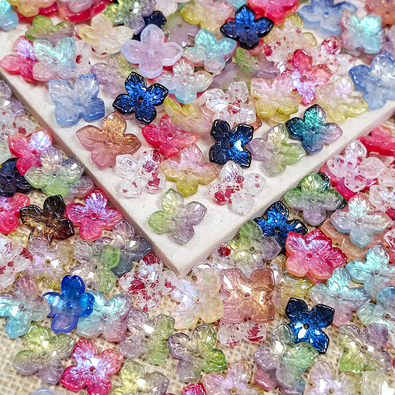 New!🆕[B413] Clover Petal Beads (10mm,13mm, Glass)