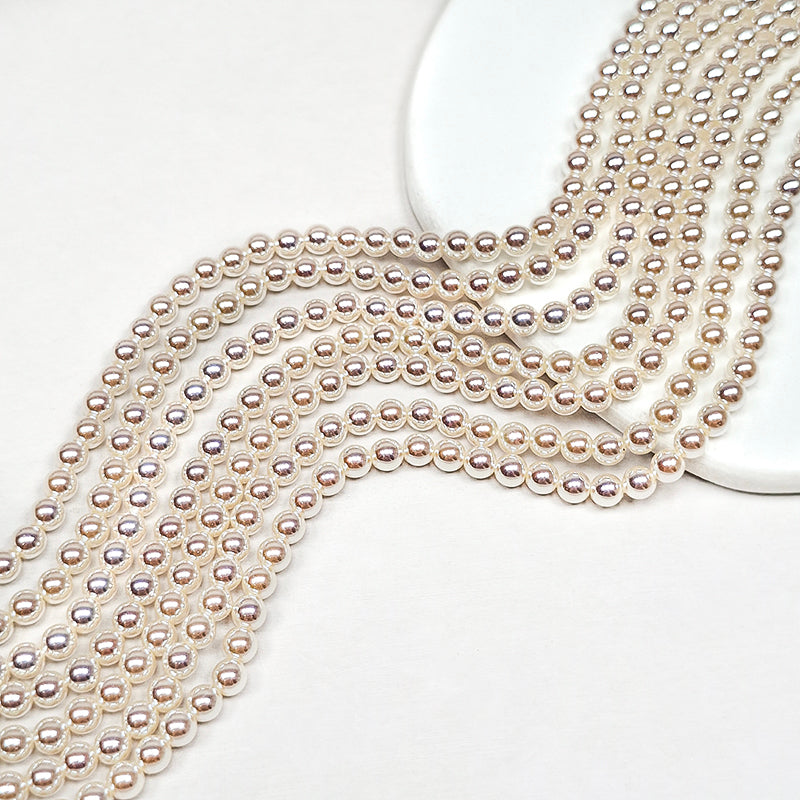 🧚‍♀️New!🆕[B429] 4mm Akoya Style Mirror-Luster Glass Pearl Beads
