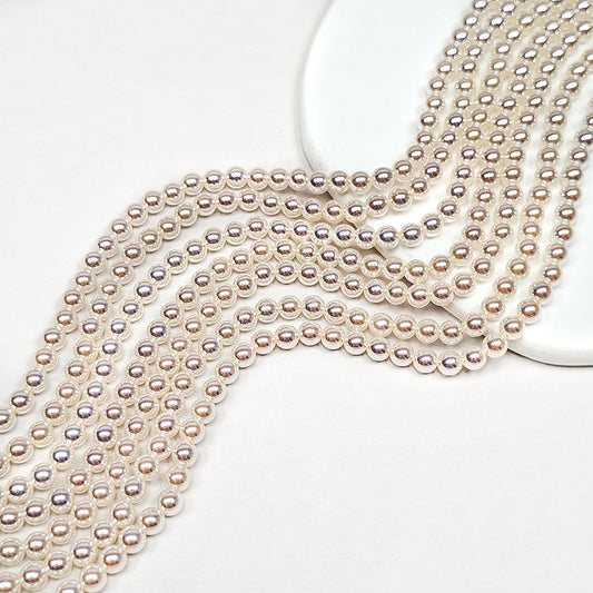 🧚‍♀️New!🆕[B429] 4mm Akoya Style Mirror-Luster Glass Pearl Beads