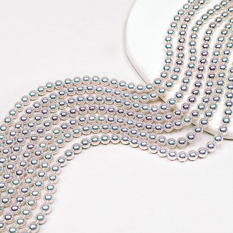 🧚‍♀️New!🆕[B429] 4mm Akoya Style Mirror-Luster Glass Pearl Beads
