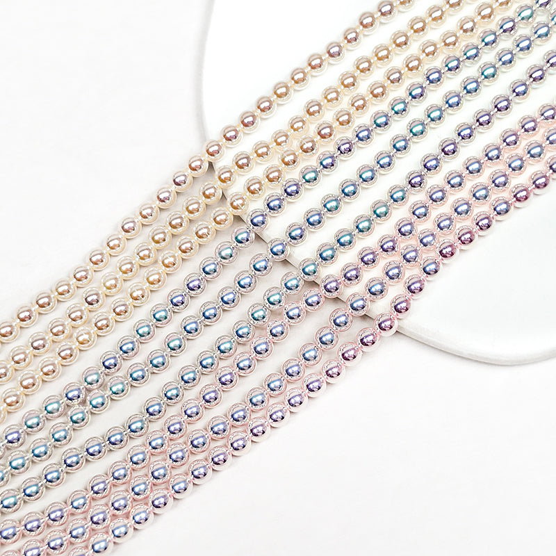 🧚‍♀️New!🆕[B429] 4mm Akoya Style Mirror-Luster Glass Pearl Beads