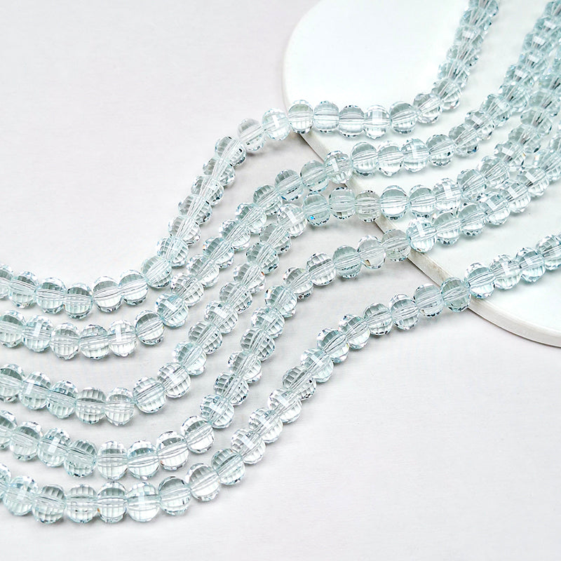 New!🆕[B456] 8mm Melon Faceted Glass Beads String