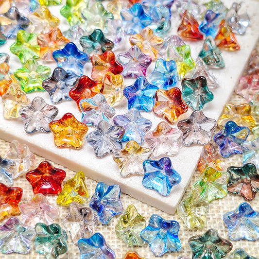 New!🆕[B453] Iridescent Morning Glory Beads (13mm,Glass)