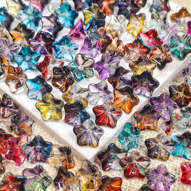 New!🆕[B454] Smoky Rainbow Morning Glory Beads (13mm,Glass)