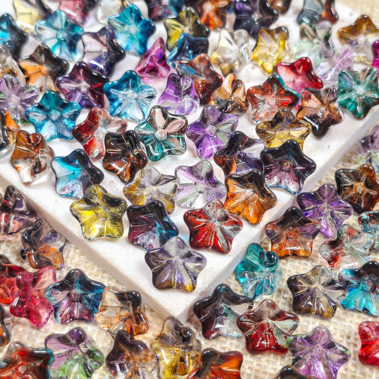 New!🆕[B454] Smoky Rainbow Morning Glory Beads (13mm,Glass)