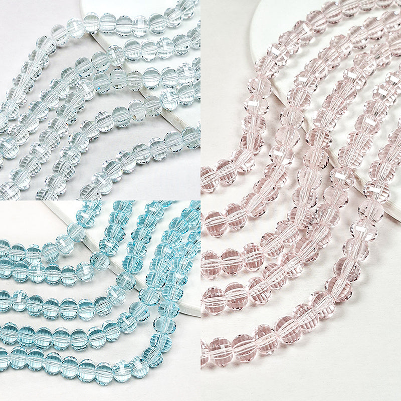 New!🆕[B456] 8mm Melon Faceted Glass Beads String