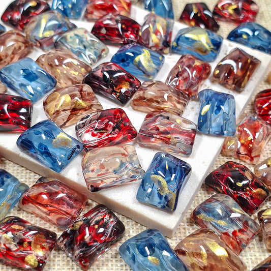New!🆕[B457] Midnight Flame (15*20mm, Double Hole，Glass)